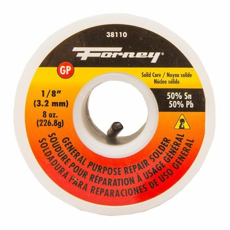 Forney Solder, General Purpose Repair, Solid Core, 1/8 in, 8 Ounce 38110